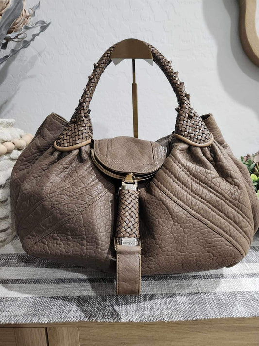 Rare Vintage Fendi Taupe Nappa Wisteria Soy Hobo Bag