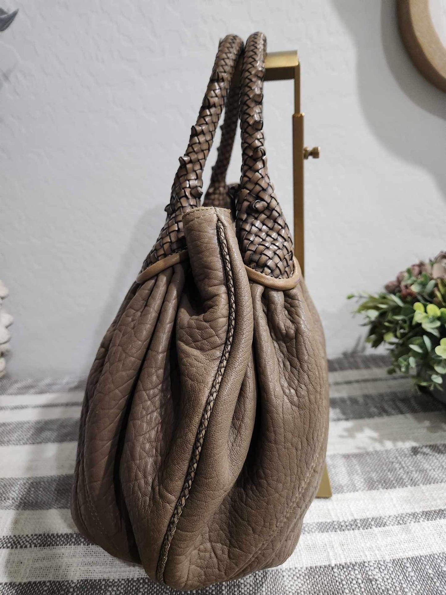 Rare Vintage Fendi Taupe Nappa Wisteria Soy Hobo Bag