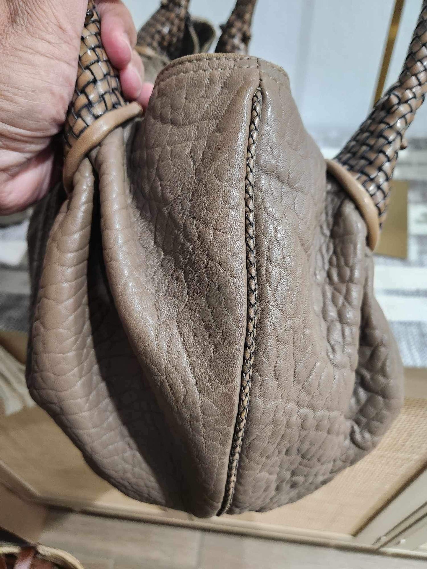 Rare Vintage Fendi Taupe Nappa Wisteria Soy Hobo Bag