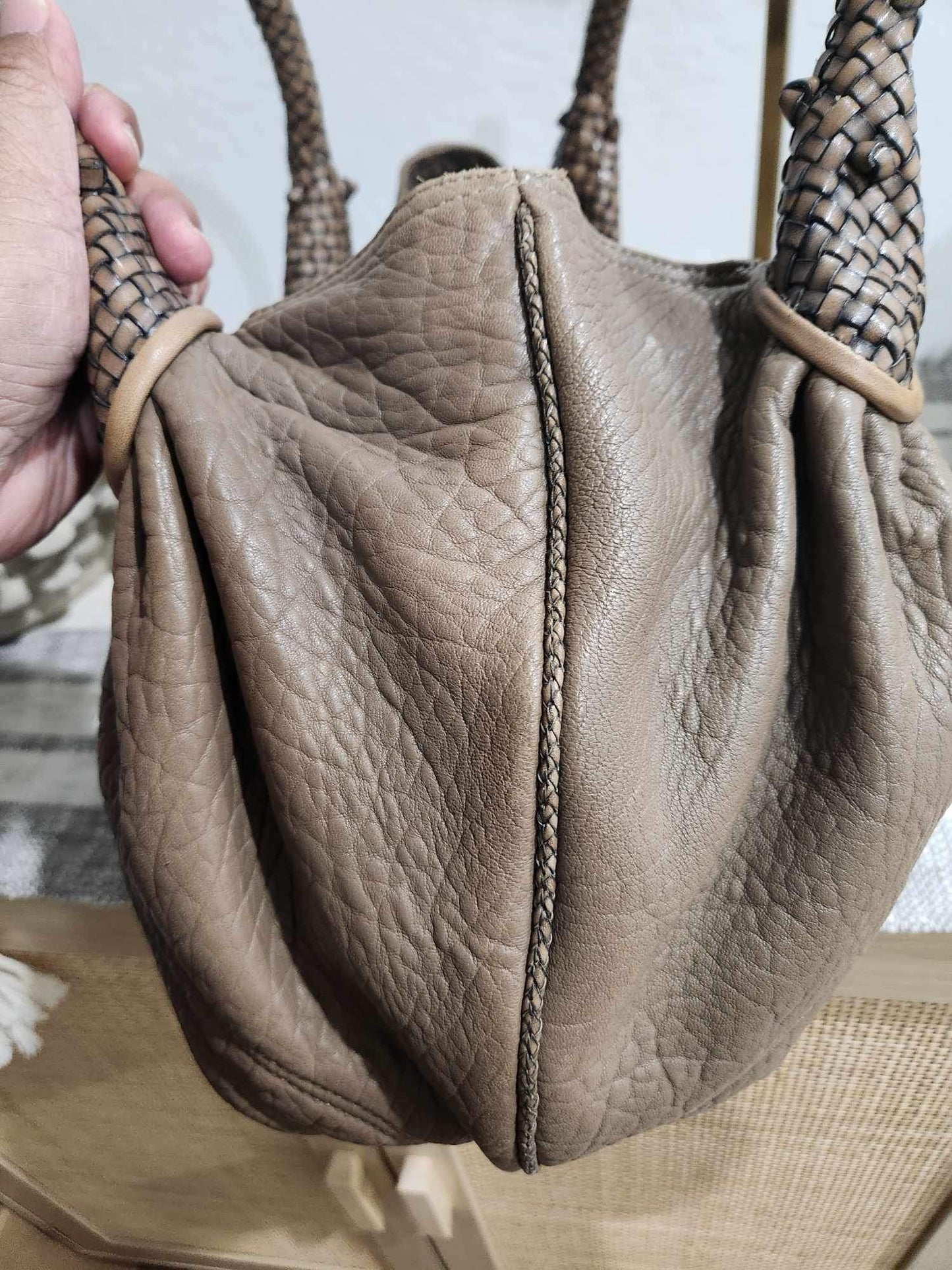 Rare Vintage Fendi Taupe Nappa Wisteria Soy Hobo Bag