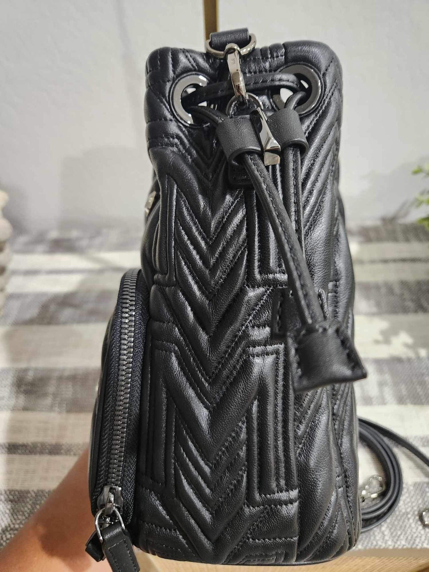 MCM Black Bucket Bag with Swarovski Crystal