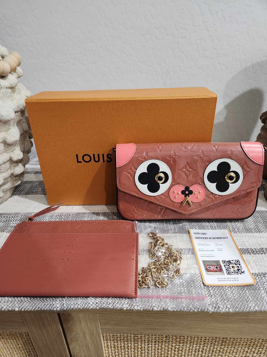 Louis Vuitton Vernis Valentine Dog Pochette Felicie Chain Wallet